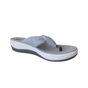 Clarks Cloudsteppers Arla Glison Flip Flop 9 Grey Heather Fabric Lightweight